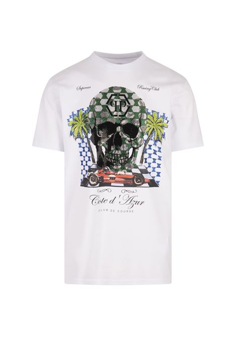 T-Shirt Round Neck SS Cote D Azur Stones In Bianco PHILIPP PLEIN | PAECMTK8242PJY002N01